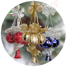 Weihnachtsdekorationen Glaskugeln und Glocke Gehänge 4-tlg. Mit einem Klick zu diesen Artikeln!